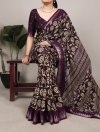 Ynf7214 Slub Silk Floral Printed With Zari Border Saree